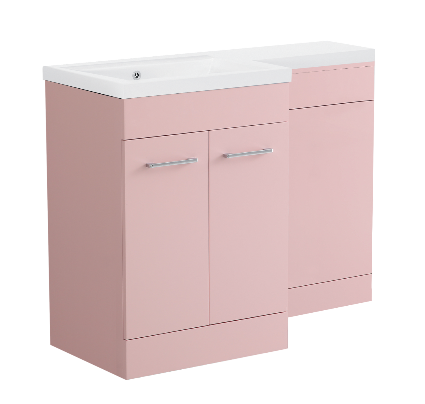 1000 mm L Shape Vanity Units Set With Polymarble  Basin