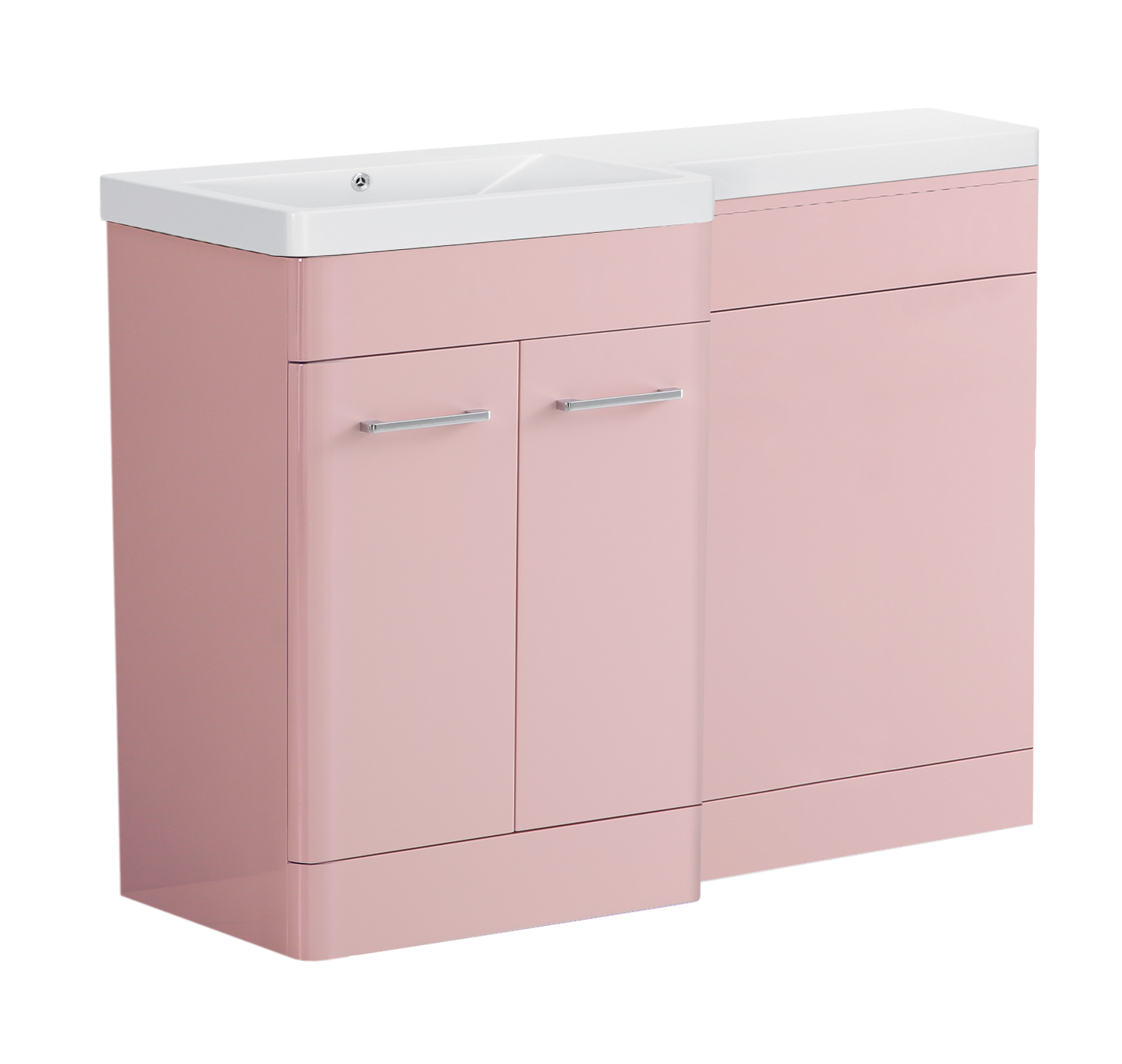 1000 mm L Shape Vanity Units Set With Polymarble  Basin