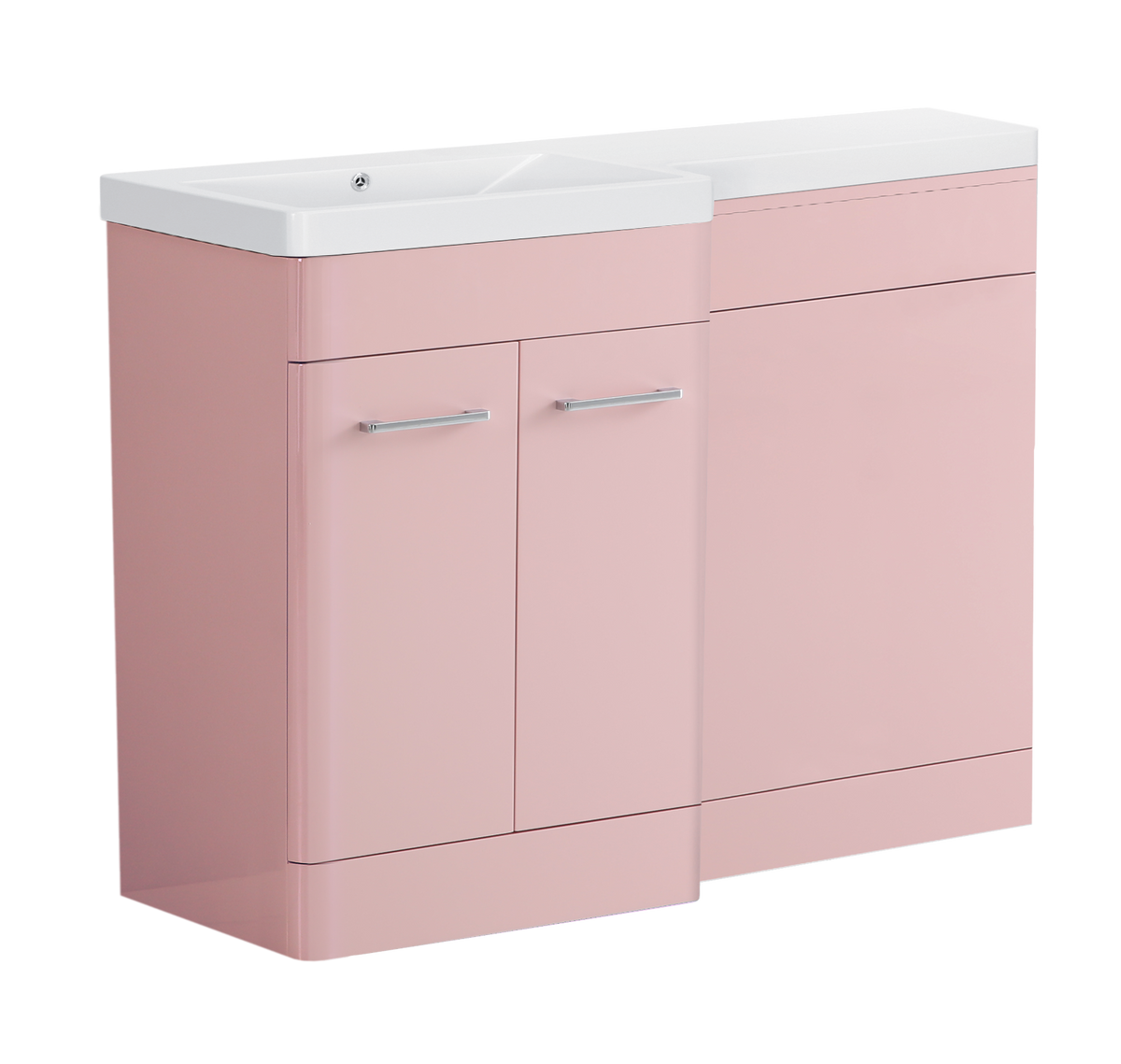1000 mm L Shape Vanity Units Set With Polymarble Basin