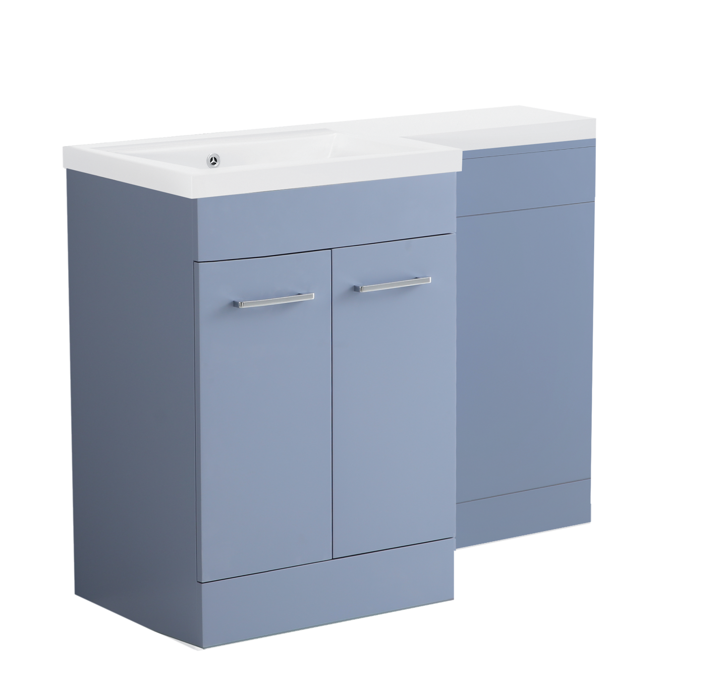 1000 mm L Shape Vanity Units Set With Polymarble  Basin