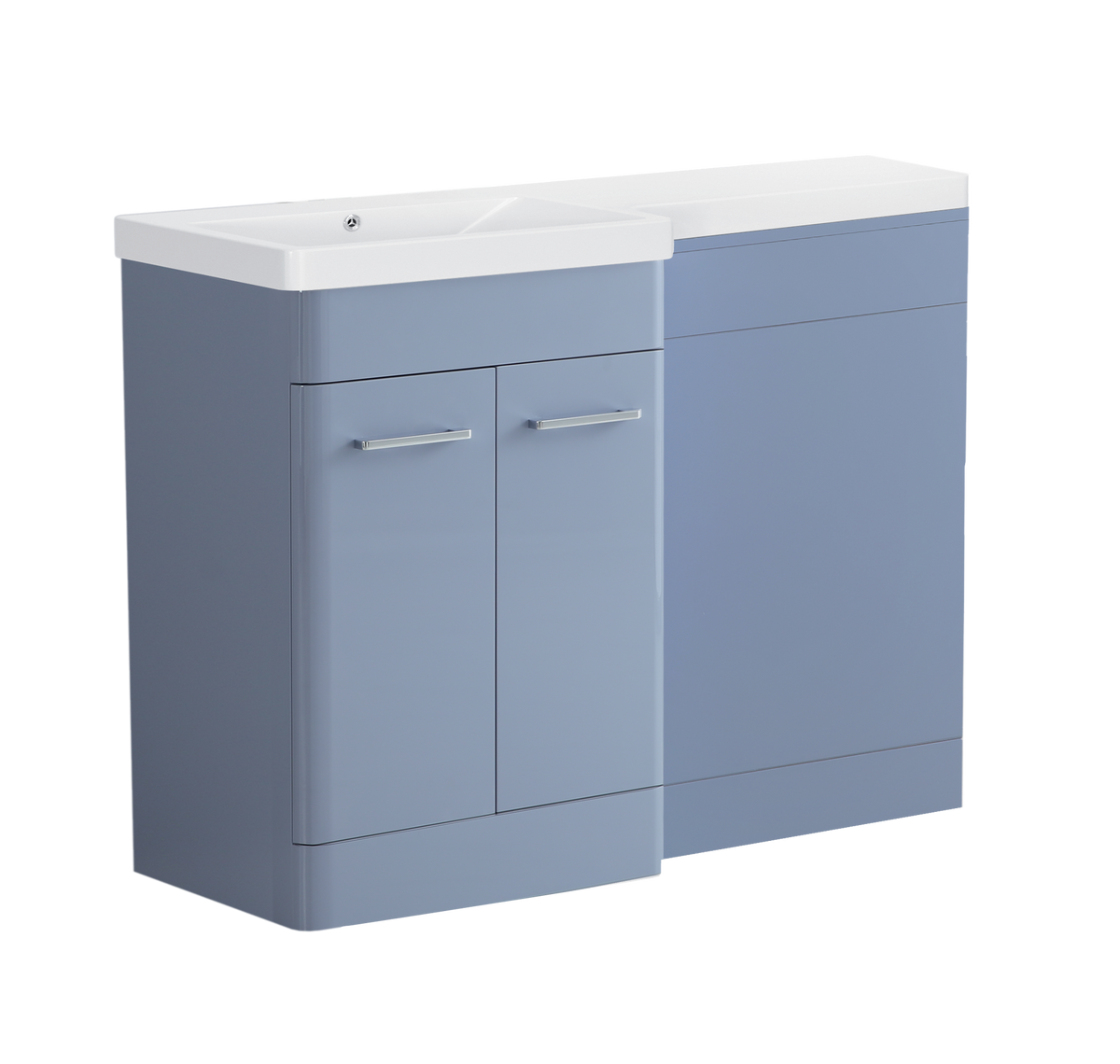 1000 mm L Shape Vanity Units Set With Polymarble Basin
