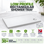 Low Profile Rectangular Shower Tray - White