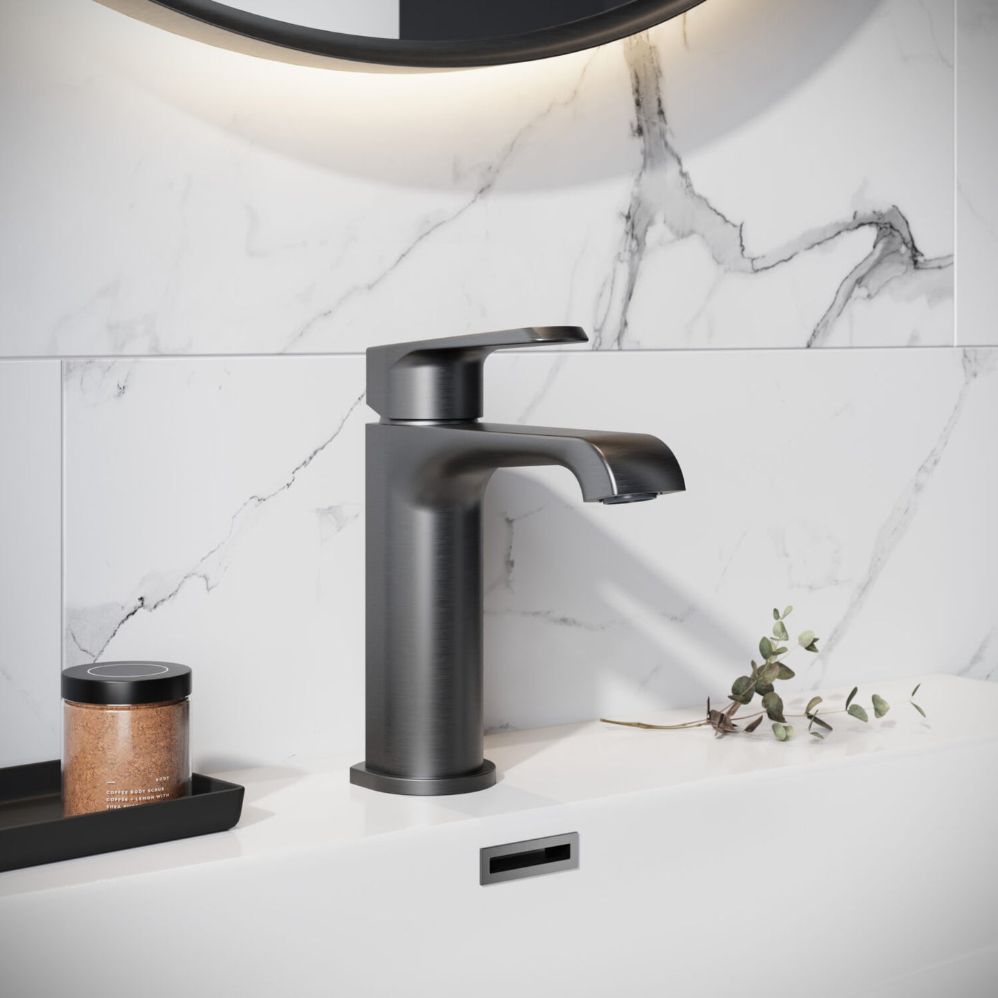 Nevada Mini Gun Metal Finish Basin Mixer Tap