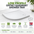 Low Profile Offset Quadrant Shower Tray - White