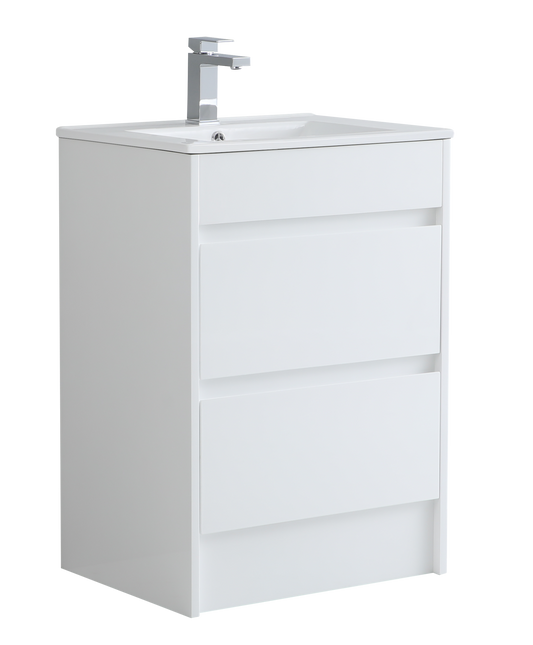600 mm Floor Standing Vanity Unit with Slim Ceramic Basin