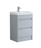 600mm Floor Standing Vanity Unit with Slim Ceramic Basin in Light Grey