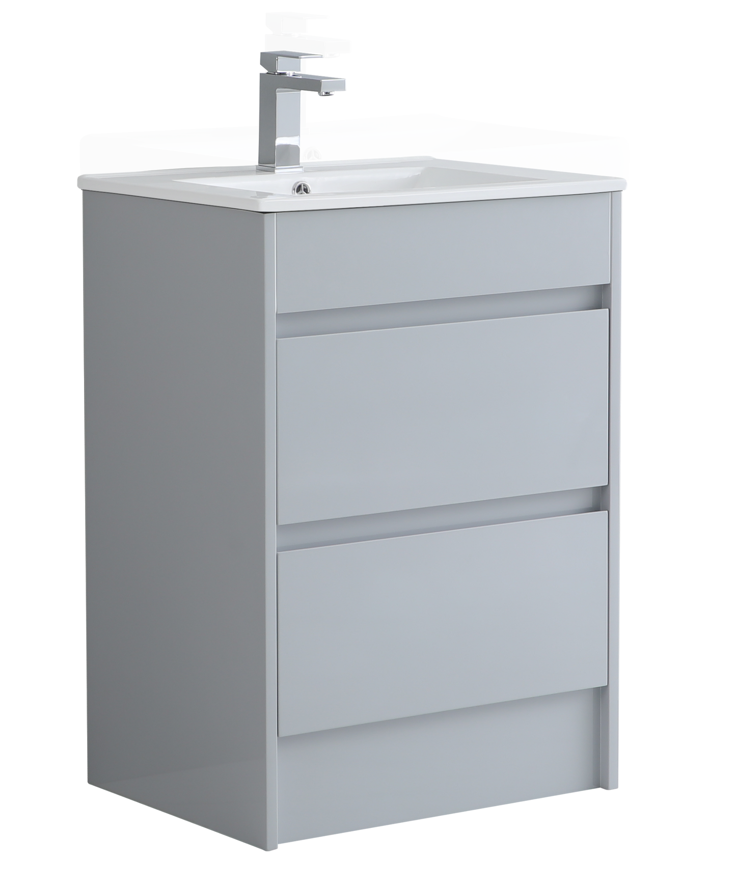 600 mm Floor Standing Vanity Unit with Slim Ceramic Basin