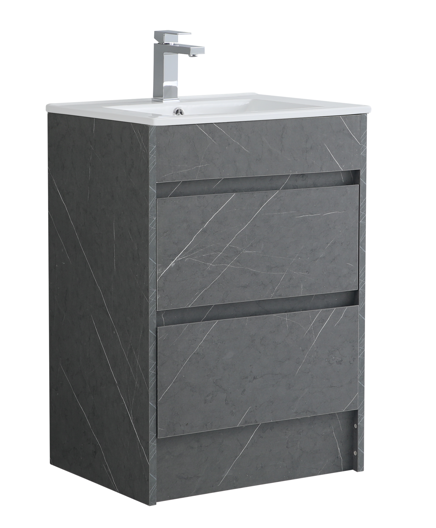 600 mm Floor Standing Vanity Unit with Slim Ceramic Basin