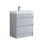 750mm Floor Standing Vanity Unit with Slim Ceramic Basin in Light Grey