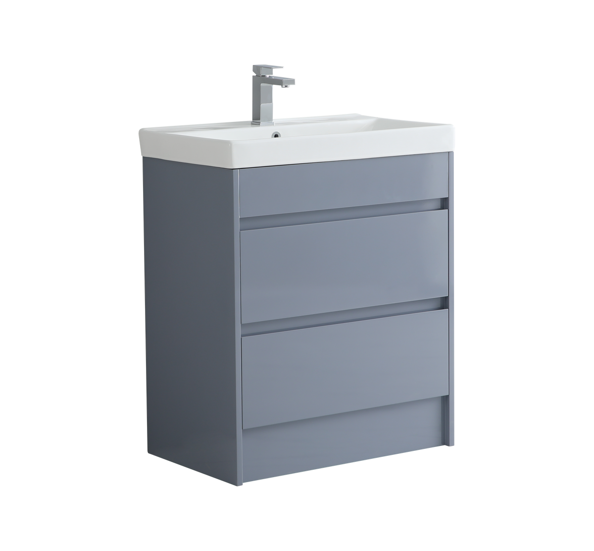 750mm Floor Standing Vanity Unit with Slim Ceramic Basin in Mid Grey