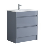 750mm Floor Standing Vanity Unit with Slim Ceramic Basin in Grey