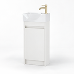 400mm Slim Floor Standing Cloakroom Vanity Unit with Basin in White Gloss