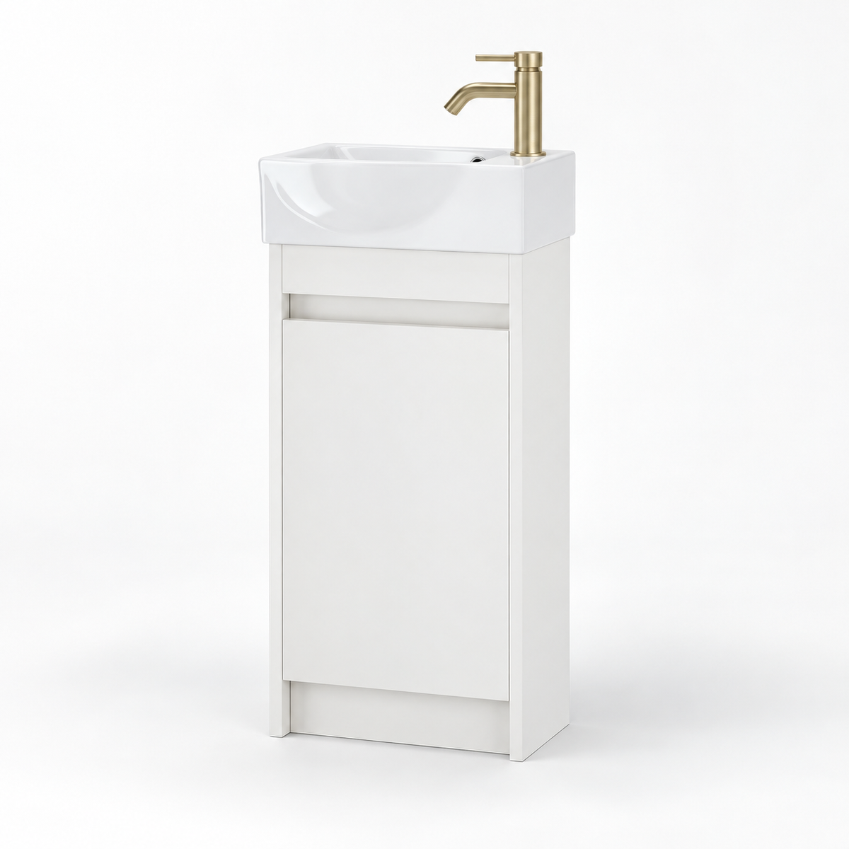 400mm Slim Floor Standing Cloakroom Vanity Unit with Basin in White Gloss