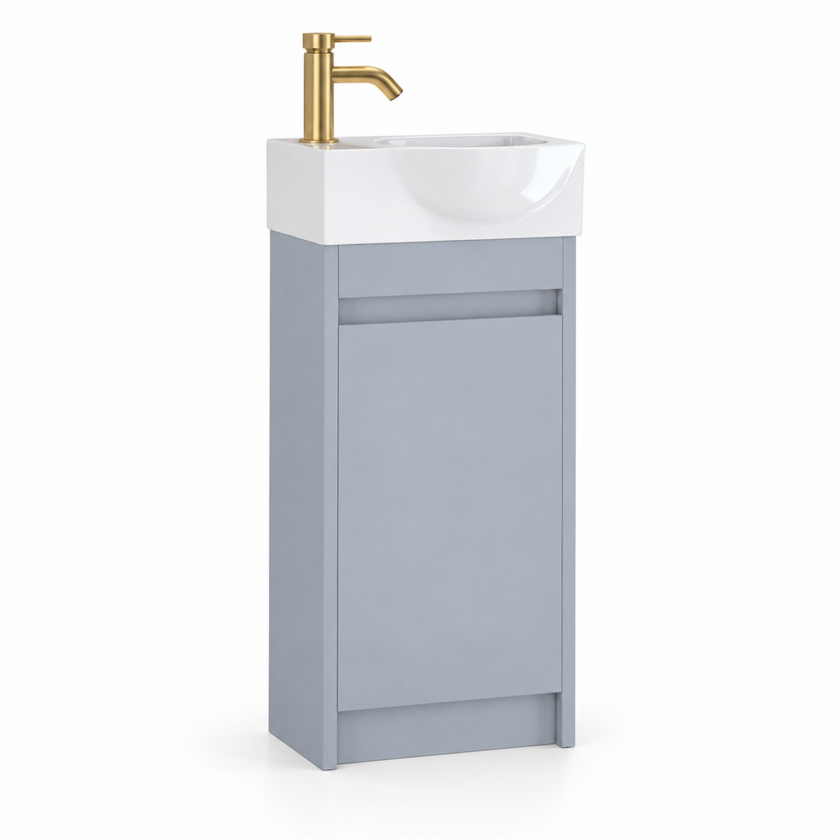 400mm Slim Floor Standing Cloakroom Vanity Unit with Basin in Light Grey