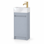400mm Slim Floor Standing Cloakroom Vanity Unit with Basin in Light Grey