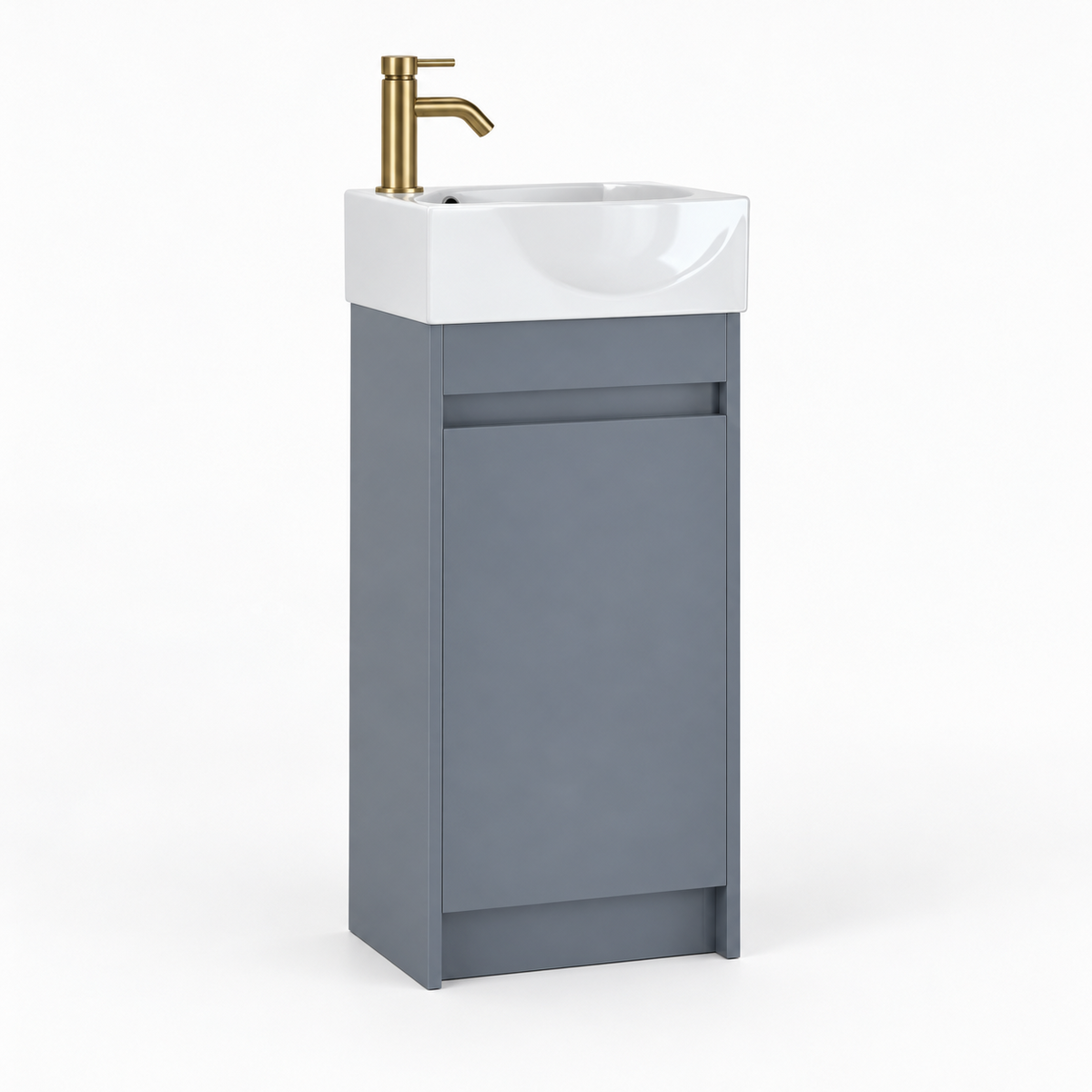 400mm Slim Floor Standing Cloakroom Vanity Unit with Basin in Mid Grey