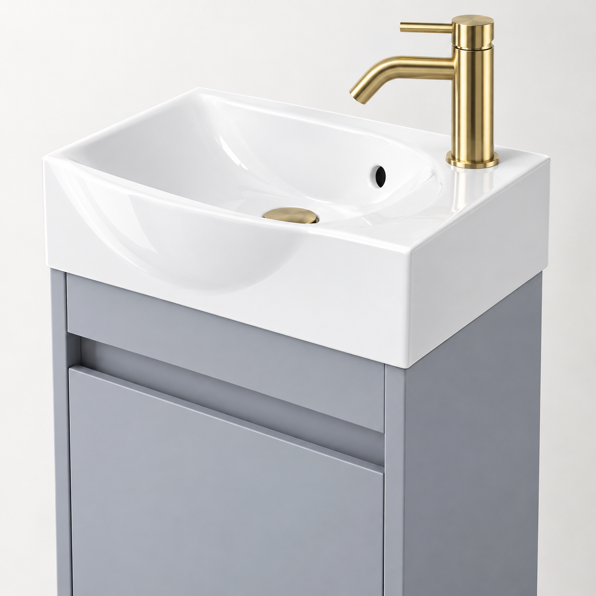 400mm Slim Floor Standing Cloakroom Vanity Unit with Basin