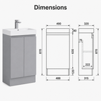 490mm Compact Floor Standing Vanity Unit with Basin