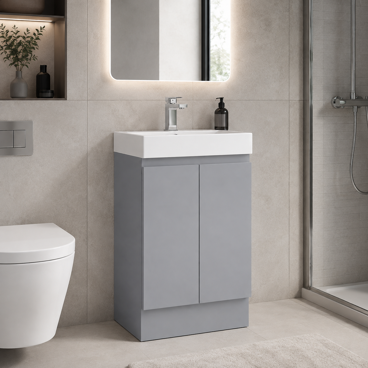490mm Compact Floor Standing Vanity Unit with Basin
