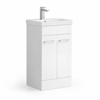 500mm Floor Standing Vanity Unit with Basin and Chrome Handles in White Gloss