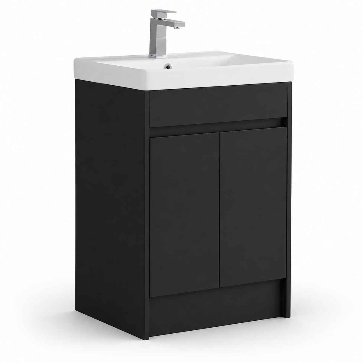 600mm Floor Standing Vanity Unit with Basin in Black Matt