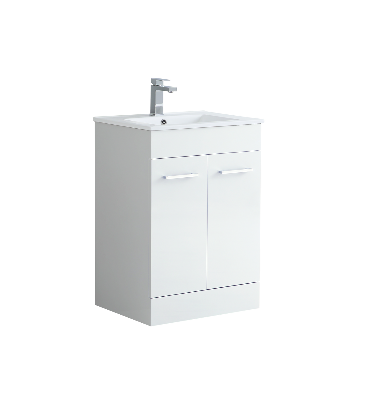 600mm Vanity Unit with Basin 2 Soft Closing Doors in White Gloss