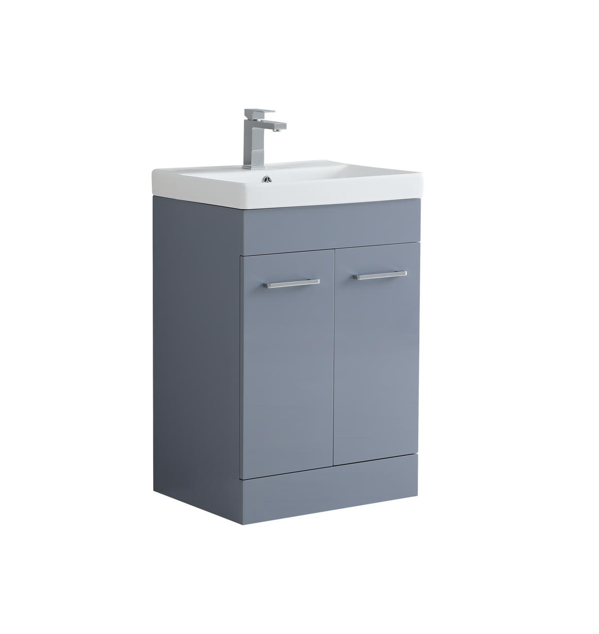 600mm Vanity Unit with Basin 2 Soft Closing Doors in Mid Grey