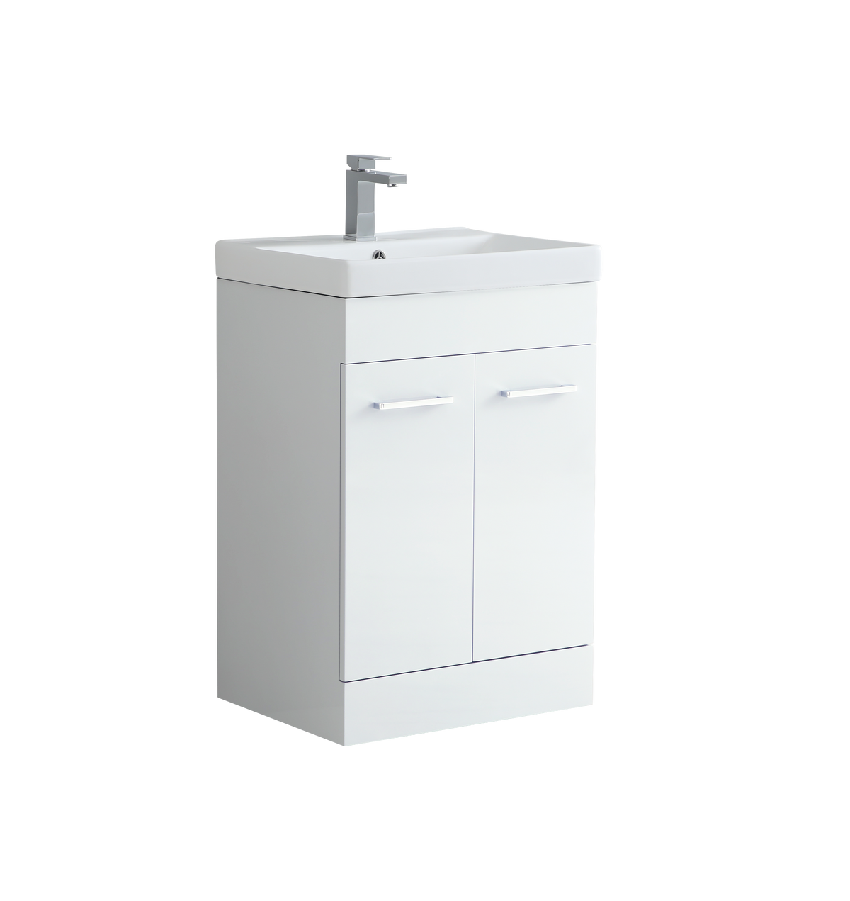 600mm Vanity Unit with Basin 2 Soft Closing Doors in White Gloss