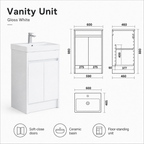 600mm Floor Standing Vanity Unit with Basin