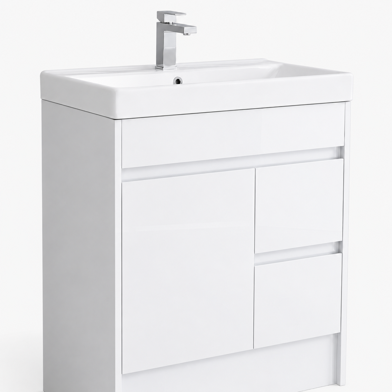 750mm Floor Standing Vanity Unit with Basin and Asymmetric Storage