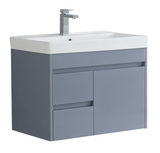 750 Alexa Wall hung Basin Vanity Unit Grey White Dark Grey Polymarble Basin