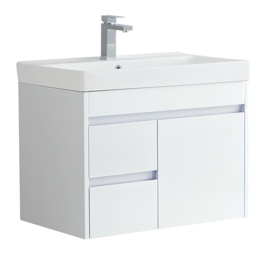 750 Alexa Wall hung Basin Vanity Unit Grey White Dark Grey Polymarble Basin