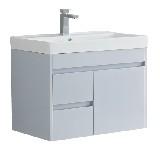 750 Alexa Wall hung Basin Vanity Unit Grey White Dark Grey Polymarble Basin