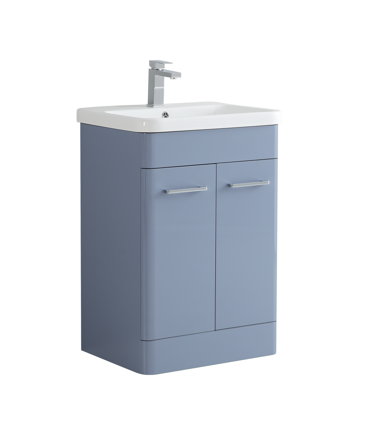 600mm floor standing vanity unit with basin in Blue Matt