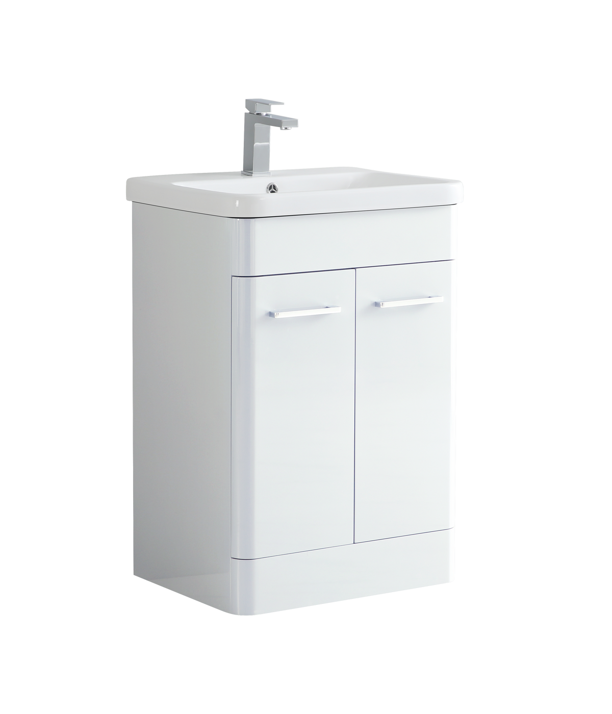 600mm Floor Standing Vanity Unit with Basin in White Gloss