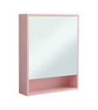 600mm Mirror Cabinet with Open Shelf in Pink Matt