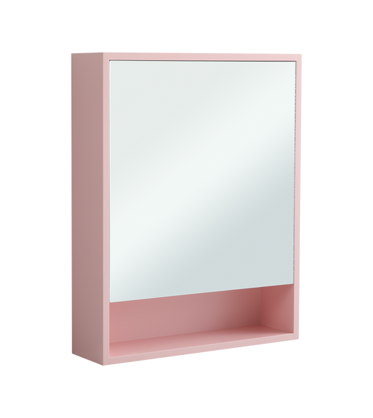 600mm Single Door Mirror Cabinet with Open Storage Shelf