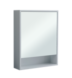 600mm Mirror Cabinet with Open Shelf in Light Grey