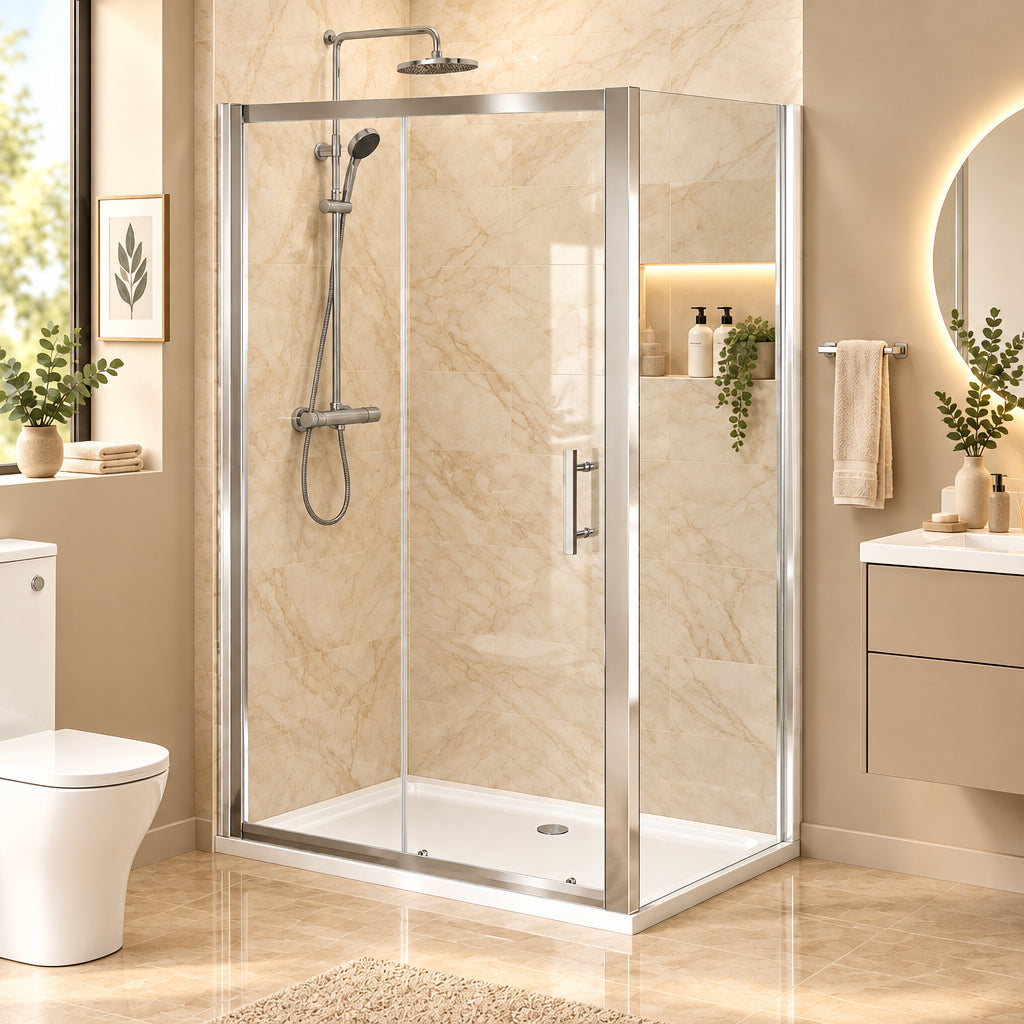 Alexa 6mm Single Sliding Shower Door 1200mm x 1800mm Reduced Loft Height