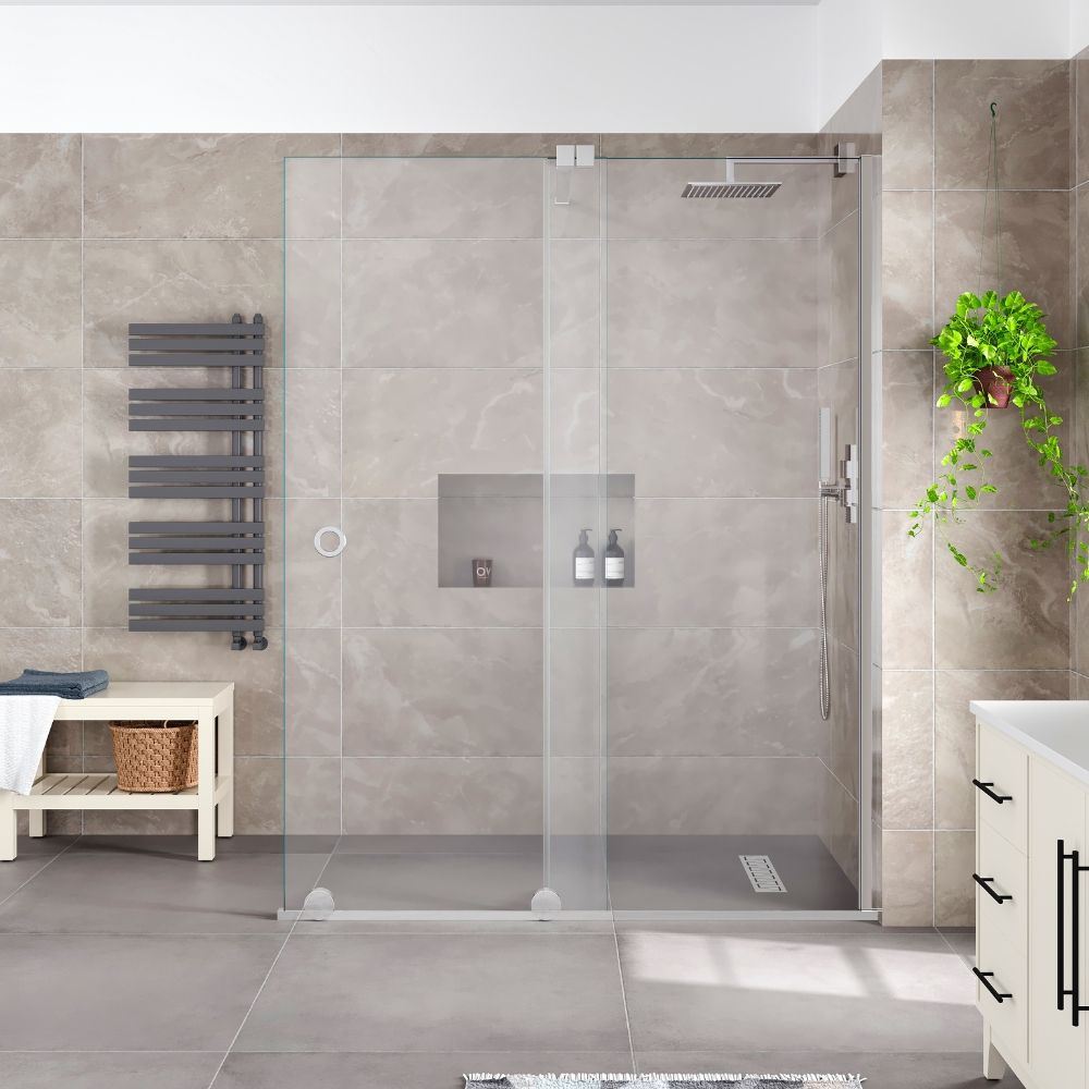 1500 mm x2000 mm x 8 mm Chrome Sliding Wetroom Panels