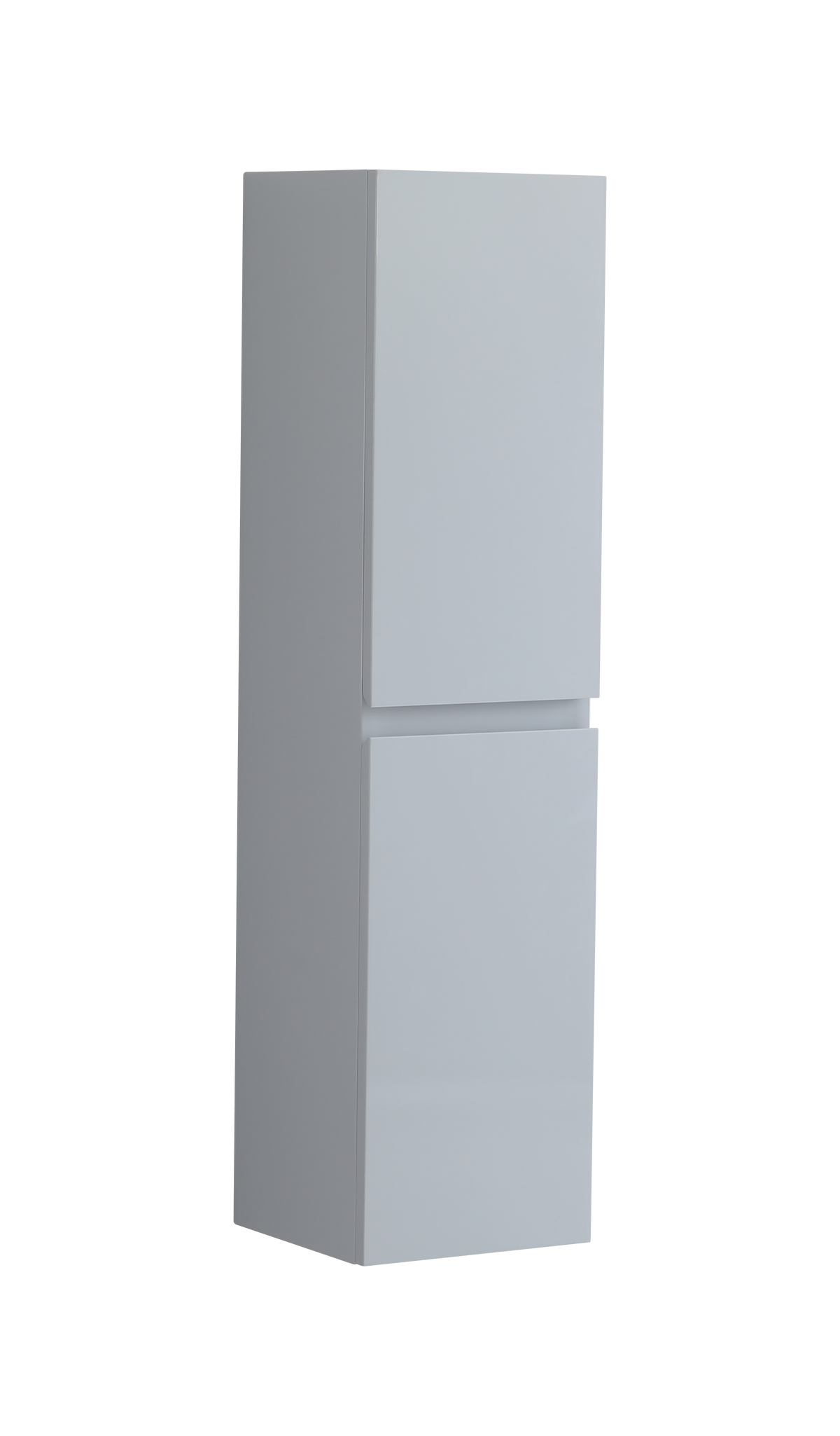 300mm Handleless Wall Hung Tall Bathroom Cabinet in Light Grey