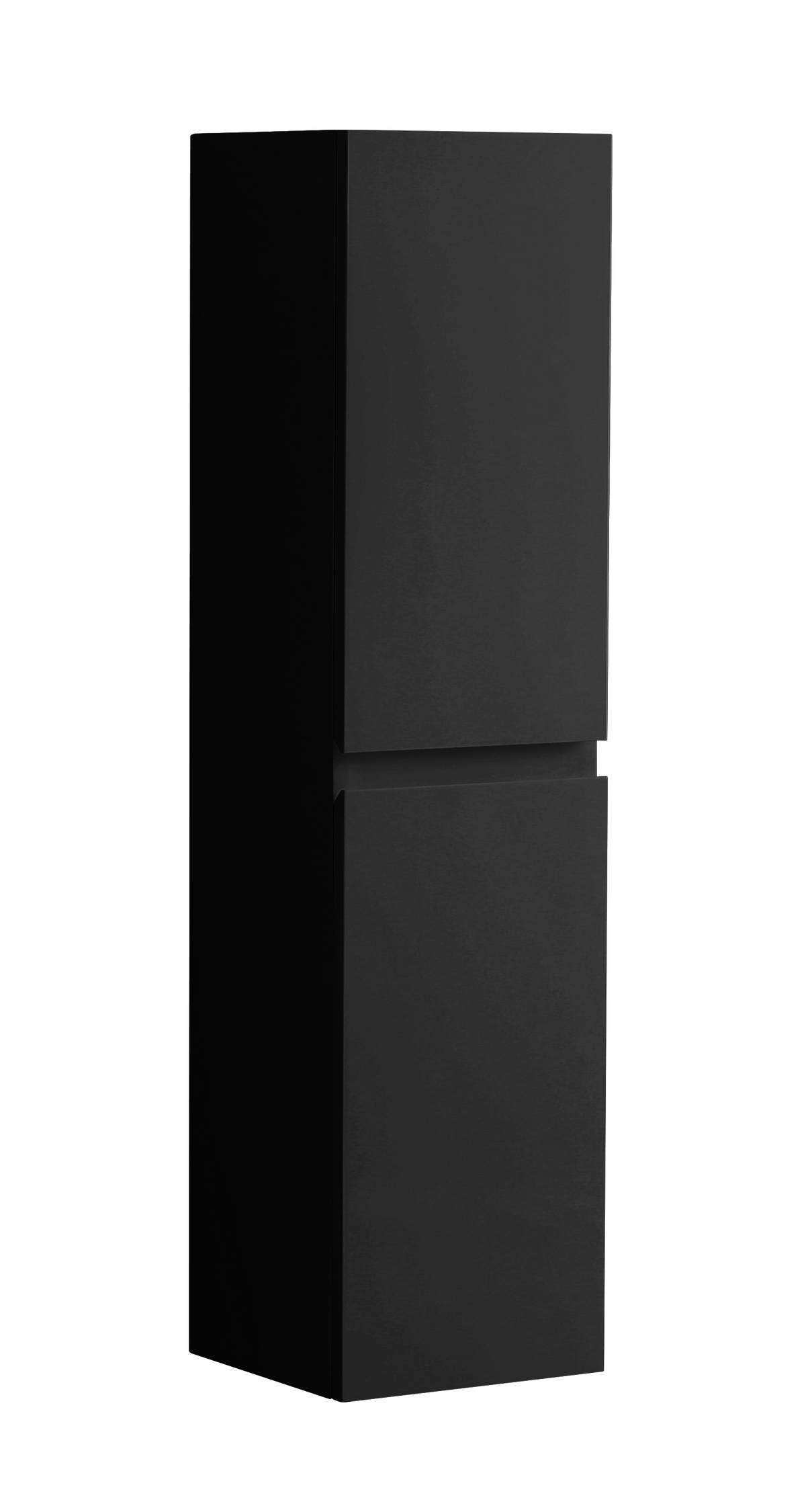300mm Handleless Wall Hung Tall Bathroom Cabinet in Black Matt
