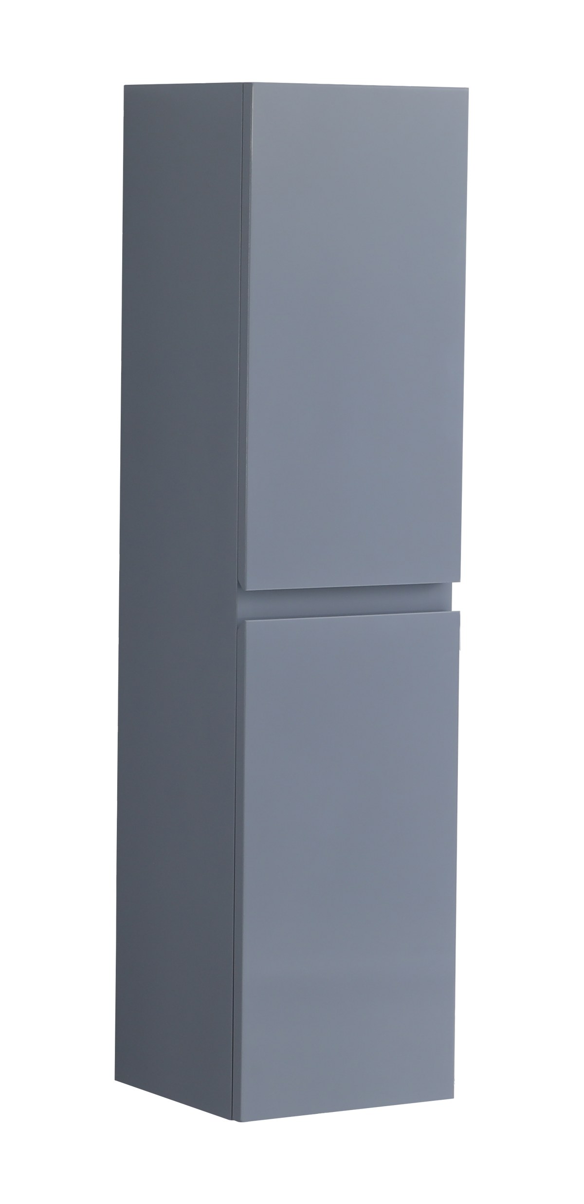 300mm Handleless Wall Hung Tall Bathroom Cabinet in Mid Grey