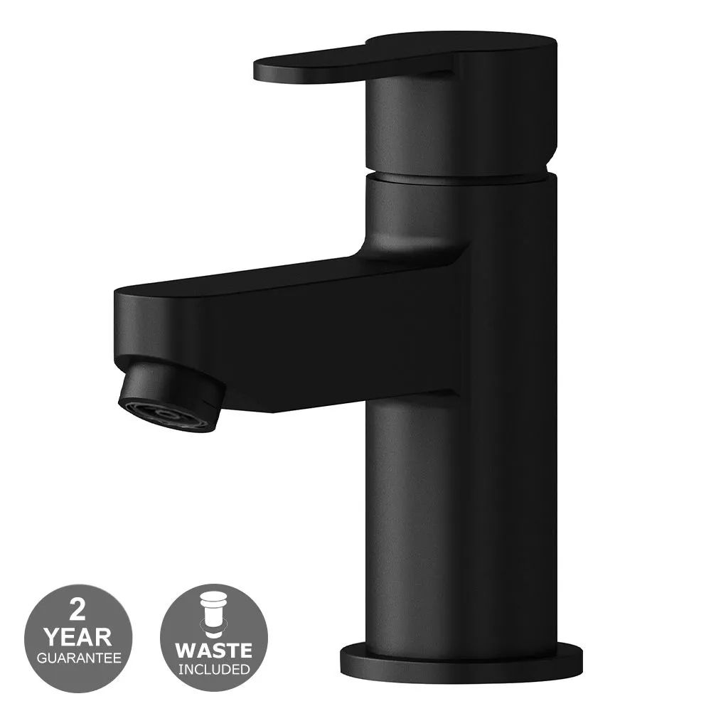 Acton Black Matt Basin Mixer Tap Including Free Waste