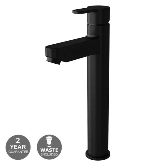 Tall Black Basin Mixer Tap Including Free Waste