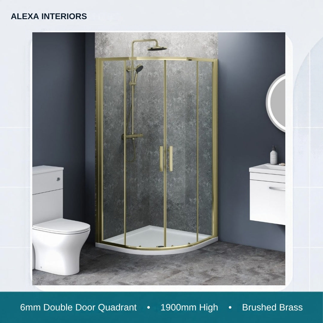 Alexa Interiors 6mm double door quadrant brushed brass