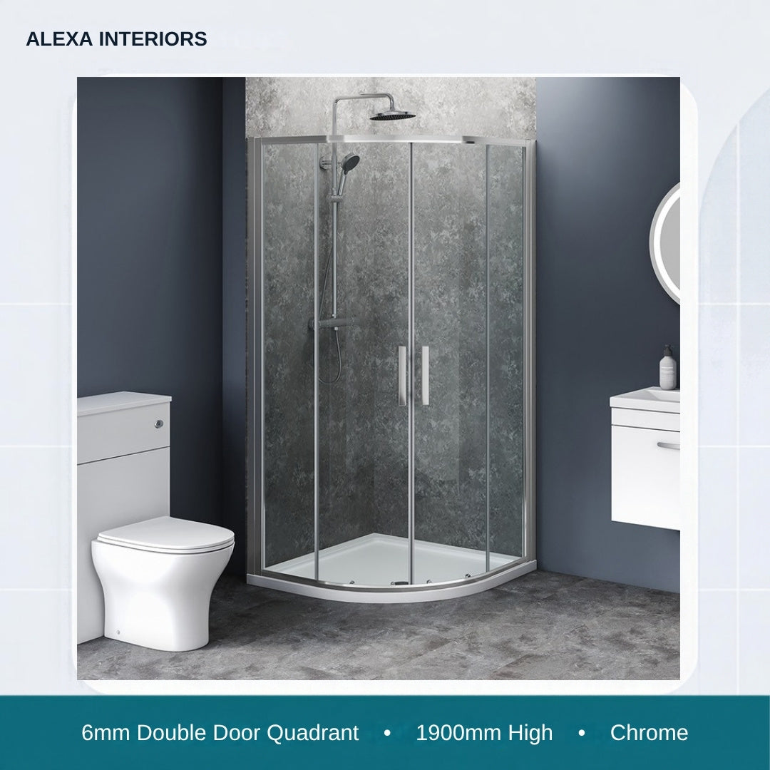 Alexa Interiors 6mm double door quadrant chrome