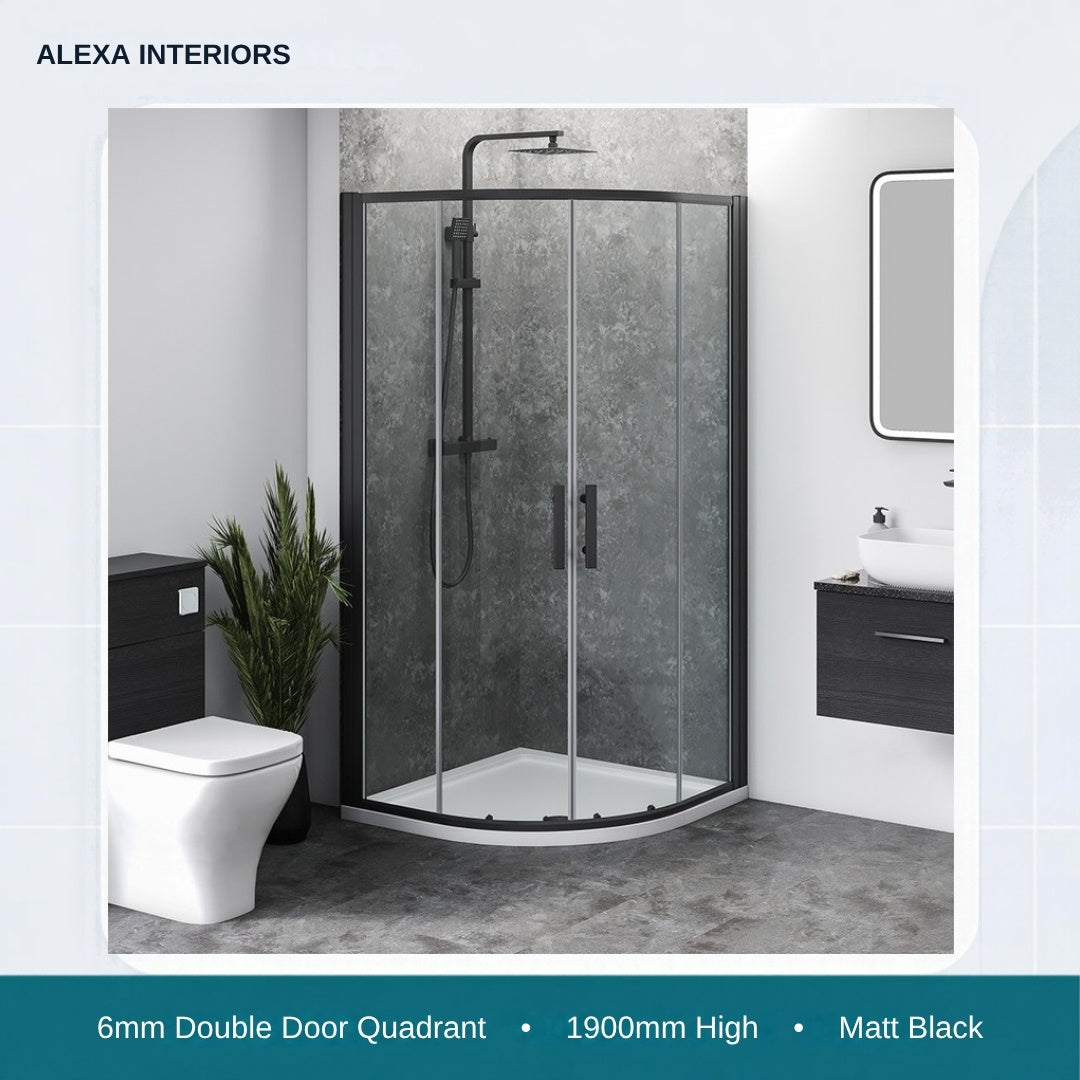 Alexa Interiors 6mm double door quadrant matt black