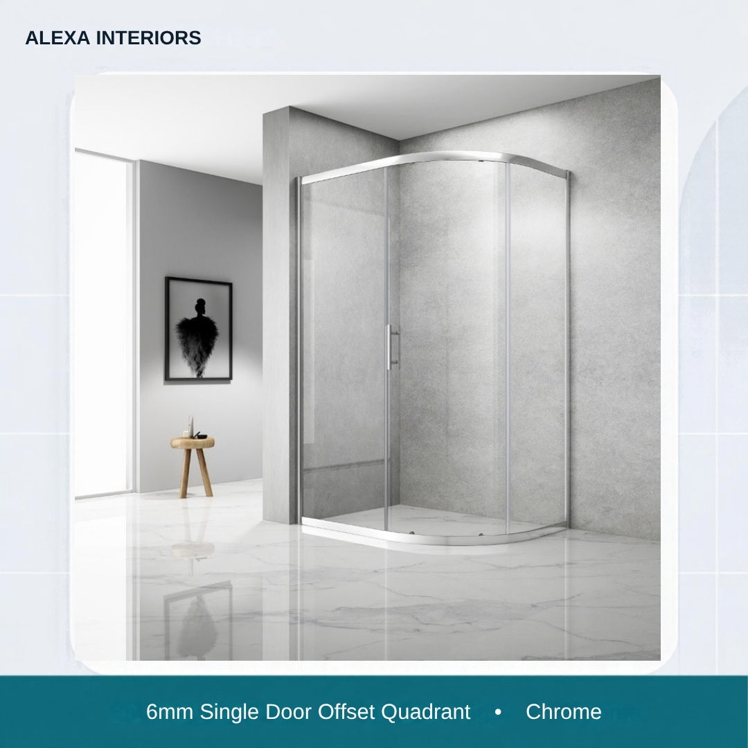 Alexa Interiors 6mm single door offset quadrant chrome