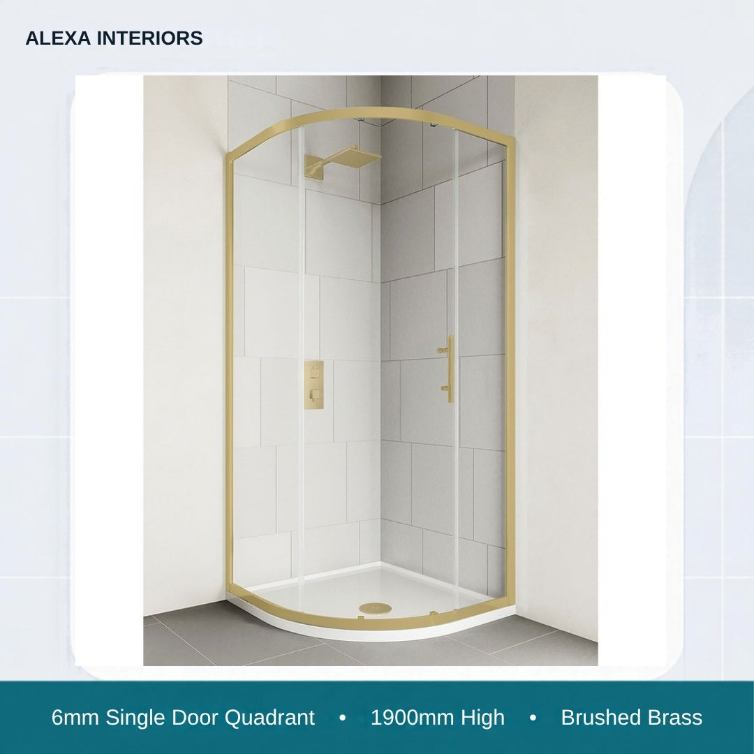 Alexa Interiors 6mm single door quadrant brushed brass